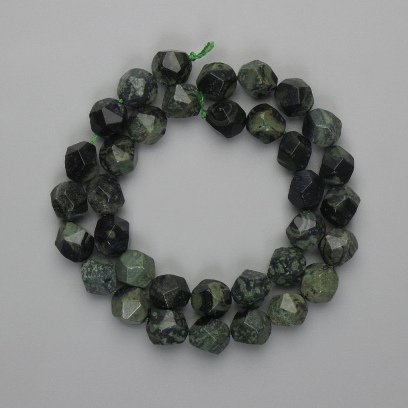 Ocean Jasper Beads, faceted, 10×9mm, length 36cm on thread