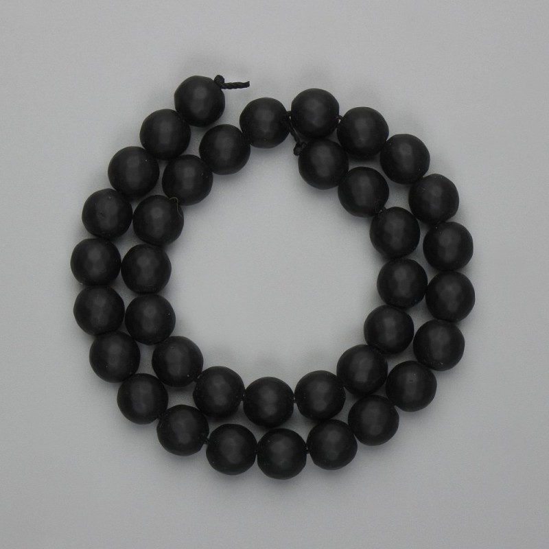 Shungite Beads faceted ball, diameter 10mm±, length 35cm± on thread