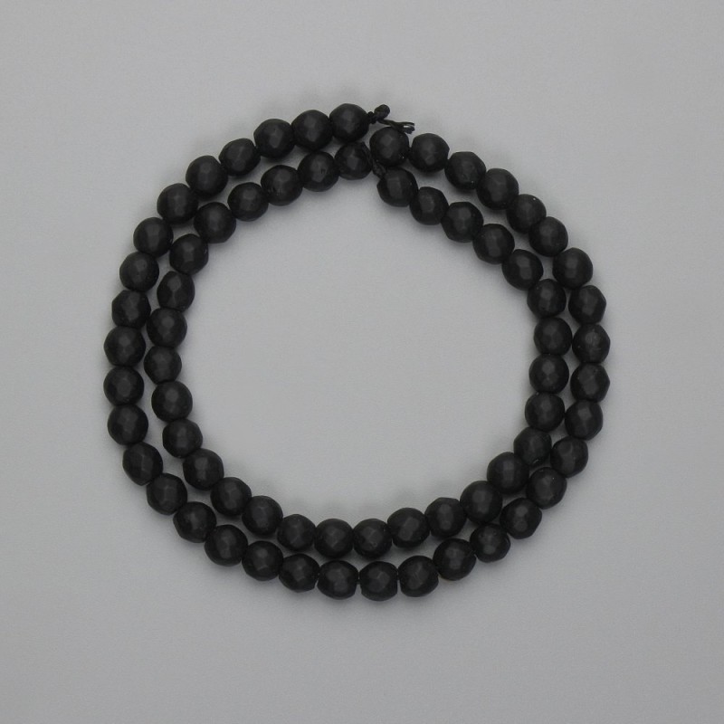Shungite Beads Faceted Round 5mm, 36cm Length on Thread