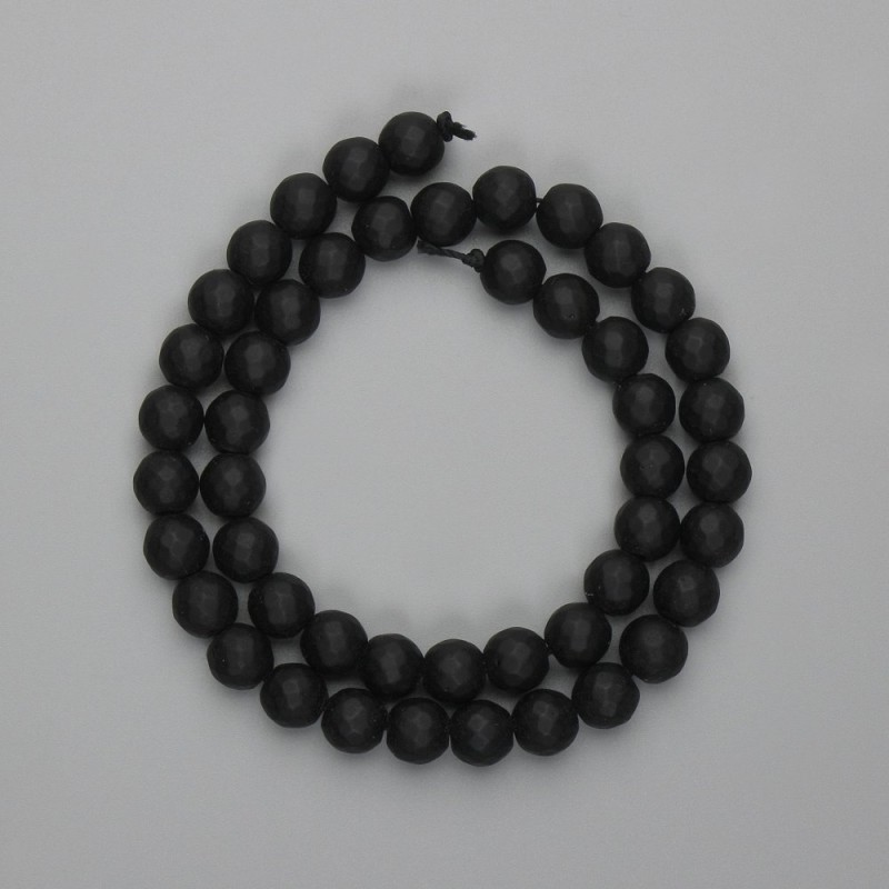 Shungite Faceted Beads 8mm on Thread, 35cm ± length