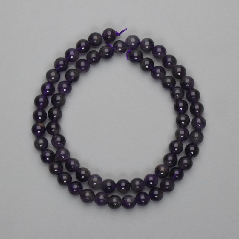 Amethyst Beads smooth round 6mm diameter, 38cm length on thread