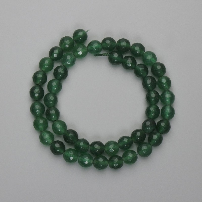 Nephrite Beads faceted ball, 8mm diameter, 36cm length on thread