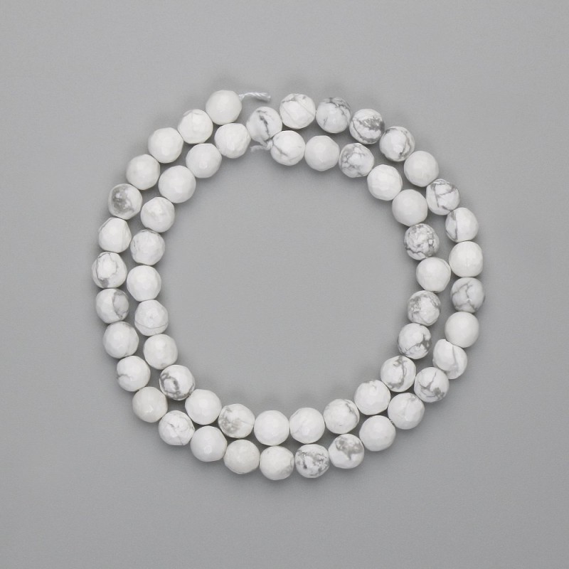 Kaholong Beads faceted round bead, diameter 6mm±, length 36cm± on thread