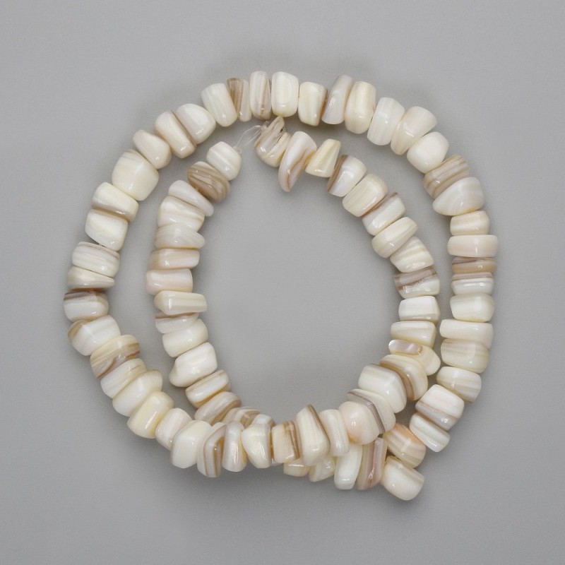 Mother-of-P pearl tube beads, diameter 7-9×3-5mm +/-, thread length 39cm +/-