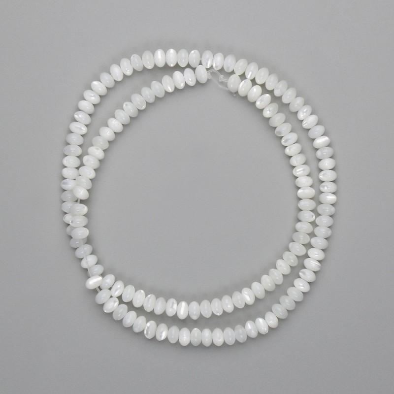 Mother-of-P pearl Rondelle Beads, 5x3mm diameter, 40cm length on thread
