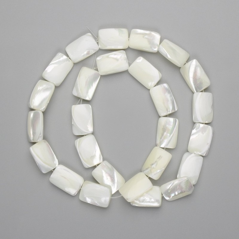 Mother-of-P pearl Rectangular Pearls Beads 15×10 mm, 40 cm ± on thread