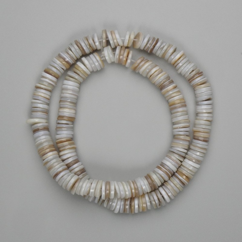 Mother-of-Pearl Scallop Shell Beads Rondelle, 8×1.5mm, 39cm ± thread