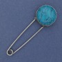 Brooch Pin Turquoise 78x24mm± metal colour: silver