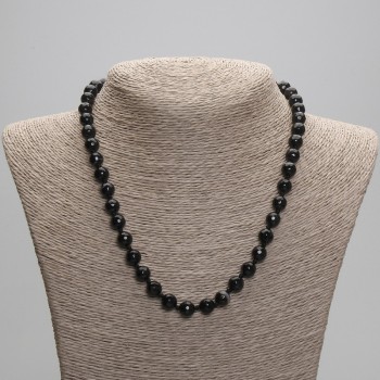 Agate Bead Necklace, Faceted Round 8mm ±, Length 45cm ± with Clasp