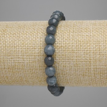 Iolite Bead Bracelet 8mm Faceted Ball, 18cm adjustable stretch