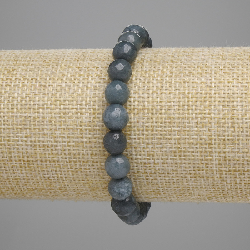 Iolite Bead Bracelet 8mm Faceted Ball, 18cm adjustable stretch