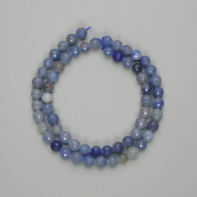 Blue Aventurine Faceted Round Beads 6mm+-, on Thread, 37cm length