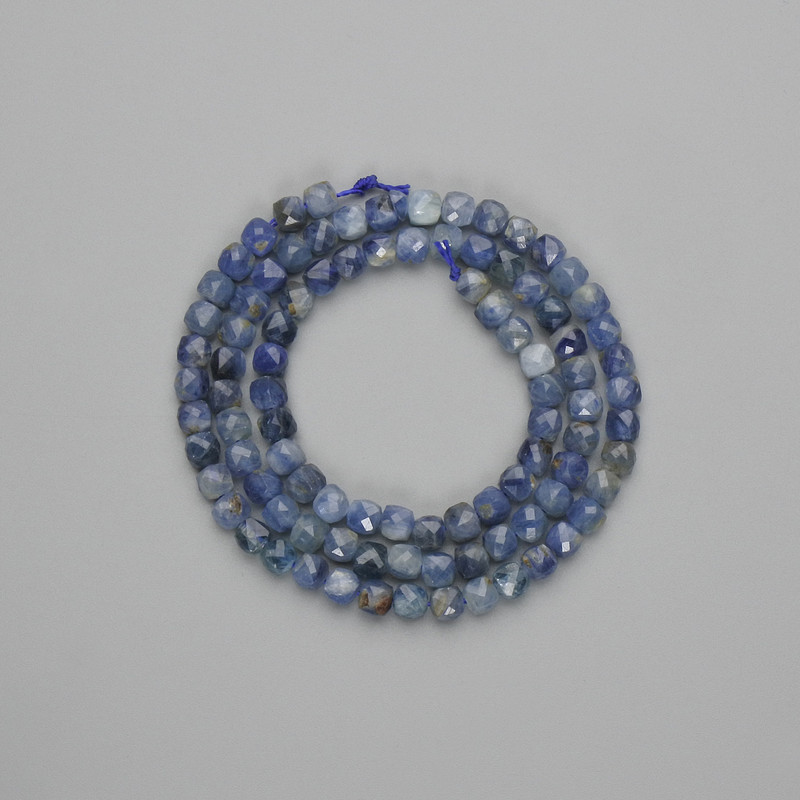 Kianite Beads Faceted Cubes 4x4mm+-, length 39cm+- on a thread