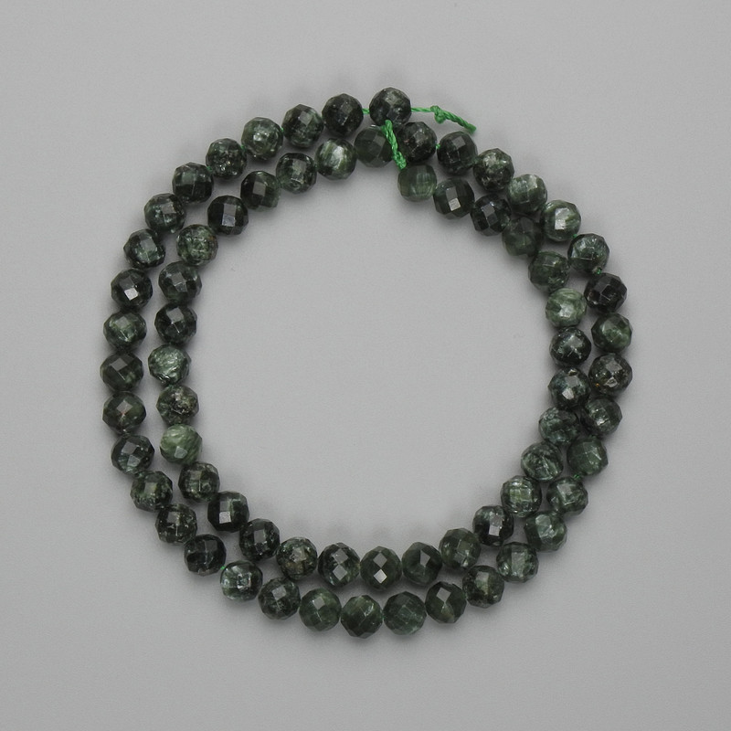 Seraphinite Beads Faceted Round 6mm+-, on a thread 39cm+-