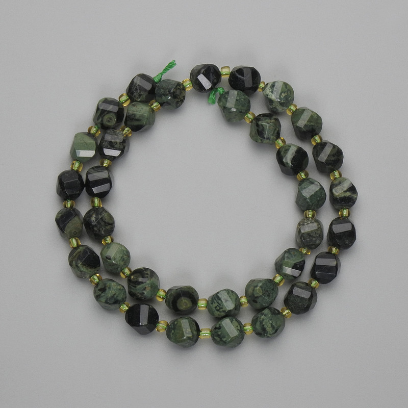 Ocean Jasper Beads faceted diamond 8x7mm±, seed beads 3mm±, thread length 38cm±