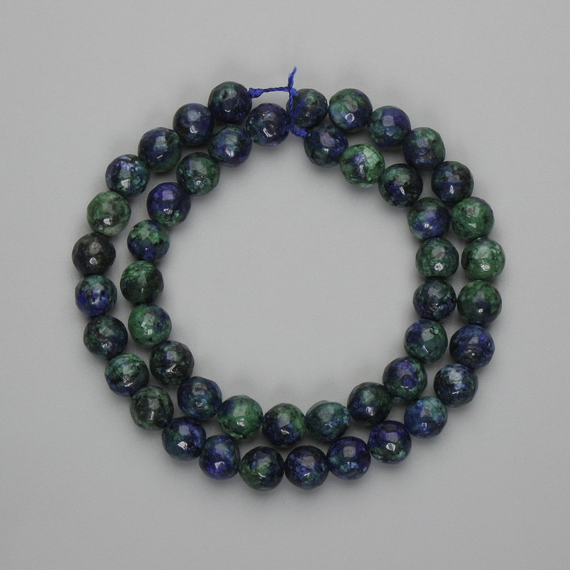Azurite Faceted Bead Round 8mm+, length 37cm+ on thread