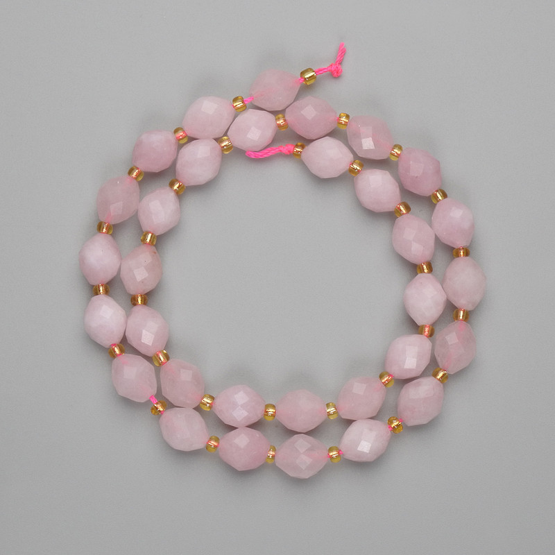 Rose Quartz Beads Faceted Round 10×8mm+-, Beads 3mm+-, On Thread Length ~37cm
