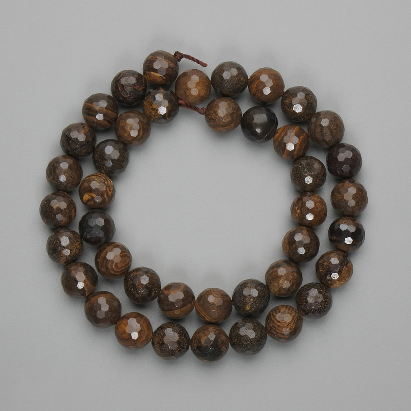 Tiger's Eye Beads Faceted Round 10mm+-, length 40cm+- on thread