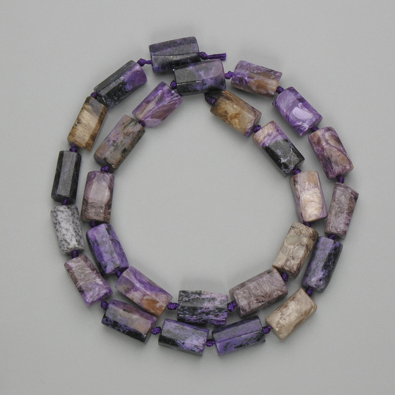 Charoite Beads, faceted 12-14×6, 5-7 mm ±, onThread 41 cm ±