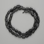 Shungite Beads, faceted 7–8×5–6 mm, on thread, approx. 40 cm