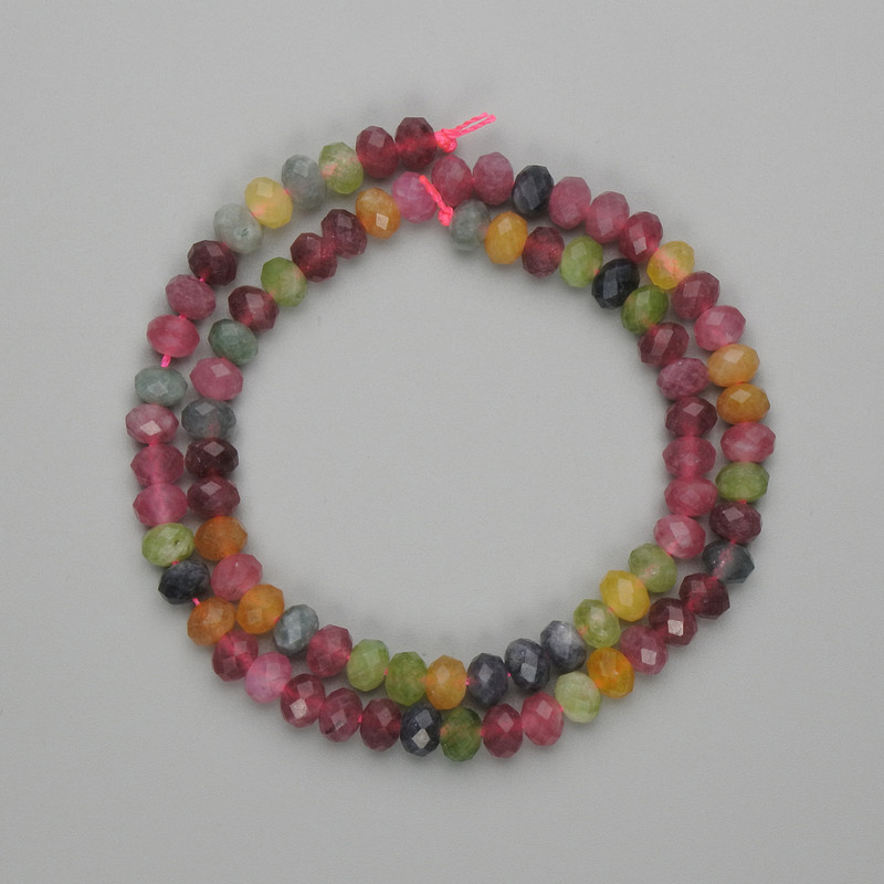 Tourmaline Beads – Faceted Rondelle 6x4.5 mm, 37 cm +/- on a thread