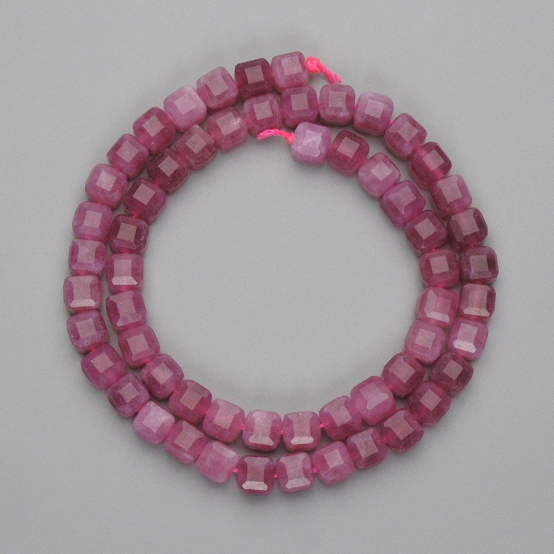 Tourmaline Beads Faceted Cube 6.5×6.5mm, 37 cm on thread
