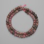 Rhodonite Beads Faceted Cube 5x5mm on Thread 37cm