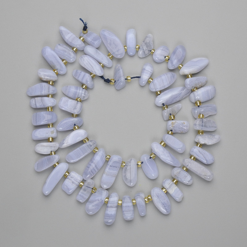Blue Agate Glass Pearl Butterfly Beads 6-15x5-7mm+- on Thread, 40cm+-