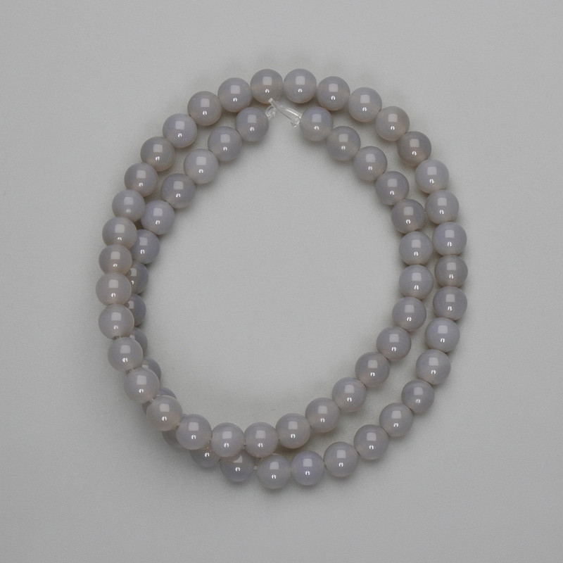 Smoky Quartz Agate Beads, Smooth Round 6mm, on Thread, 36cm Length