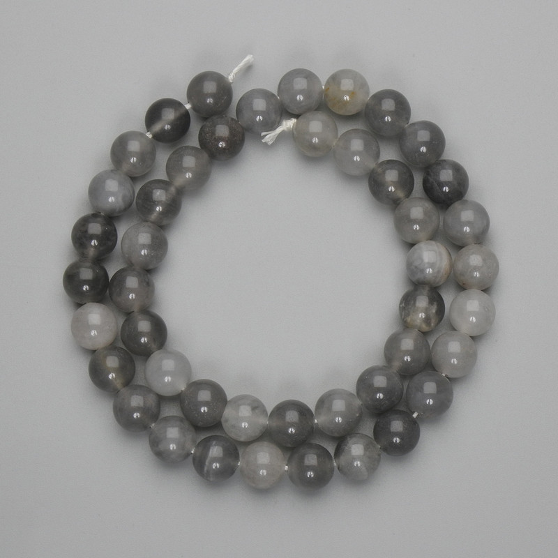 Smoky Quartz Agate Beads Smooth Round 9mm+-, on Thread