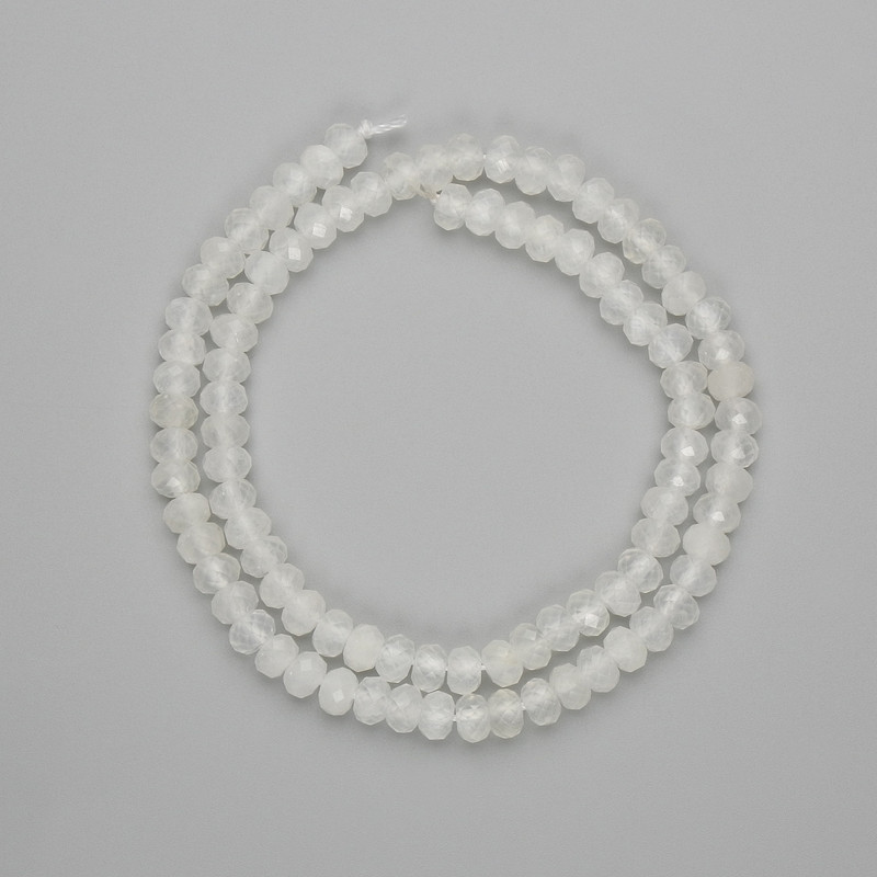 White quartz faceted rondelle beads 6x4mm ±, length 38cm ± on thread