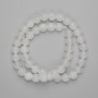 Beads White Quartz Smooth Round 9mm+-, length 38cm+- on beading thread