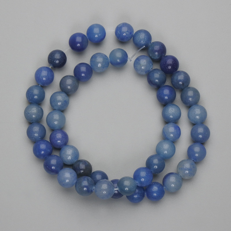 Blue Aventurine Beads Smooth Ball 8.5mm+, 38cm length on thread