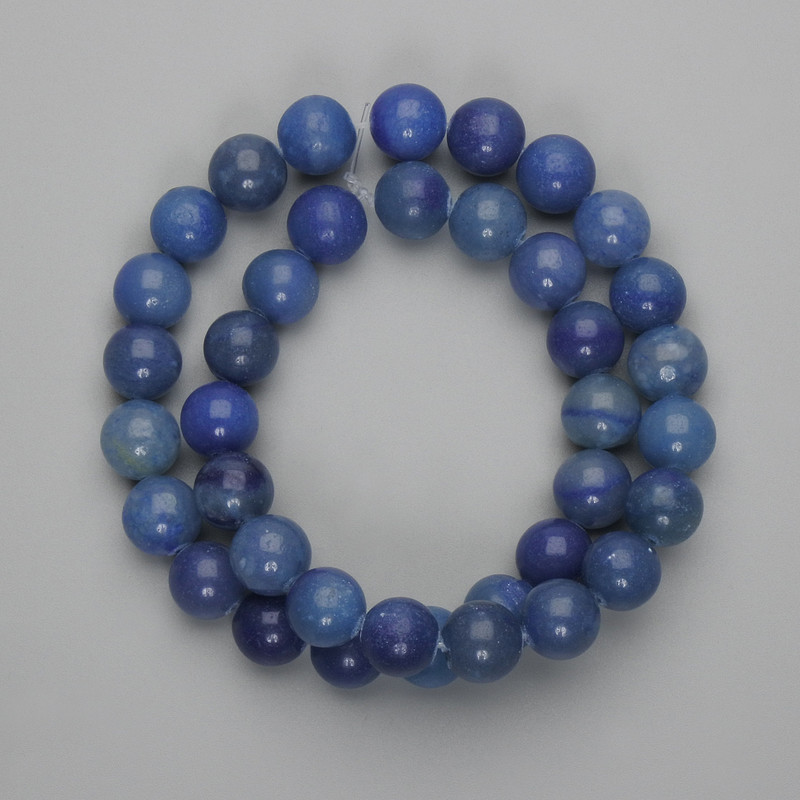 Blue Aventurine Beads Smooth Round 10mm+-, on Nylon Thread 37cm+-