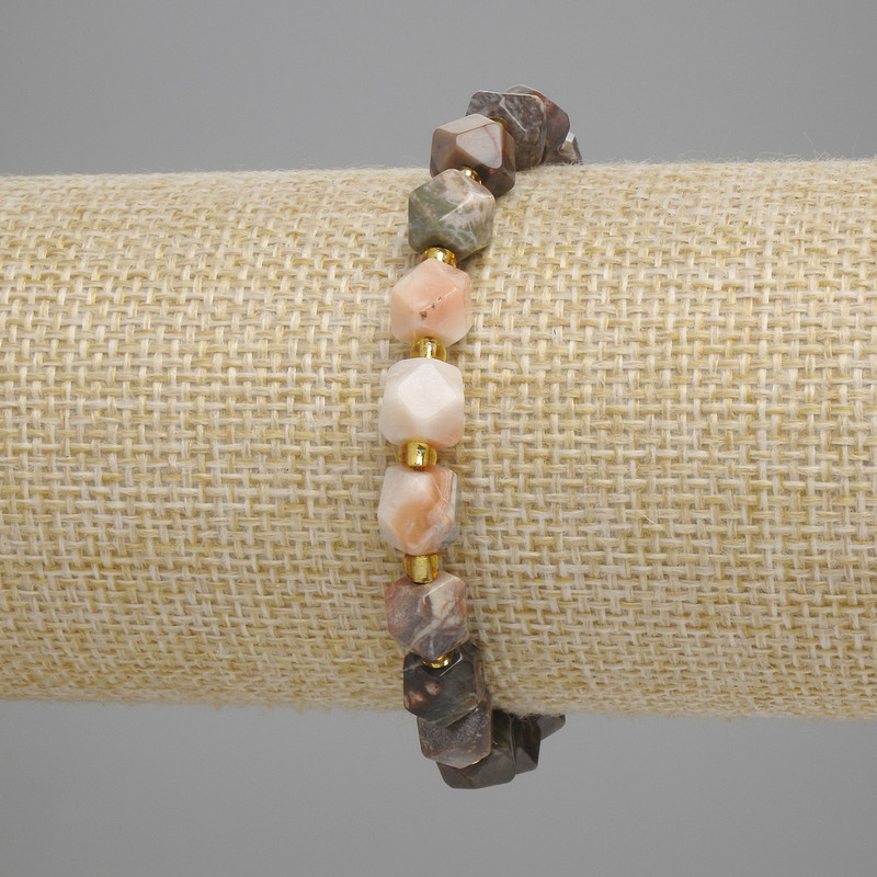 Bracelet Landscape Jasper Multistrand Beads 7x7mm+- facets 3mm+-, length 18cm+-, stretch
