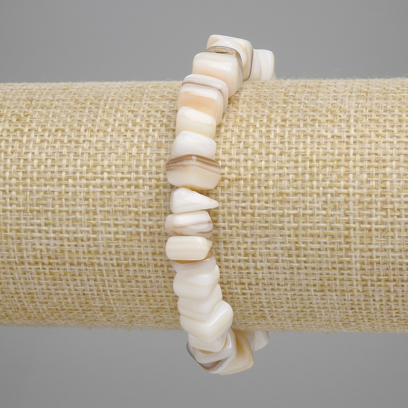 Bracelet Mother of Pearl Haliotis Bead 7-9×3-5 mm + -, length 18 cm ± stretch