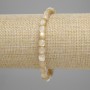 Bracelet, Beige Mother-of-Pearl Barilo Bead, 6x6mm, stretchy, 18cm