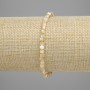 Bracelet Mother-of-P pearl beige faceted cube 3x3mm +-, length 18cm+- stretch