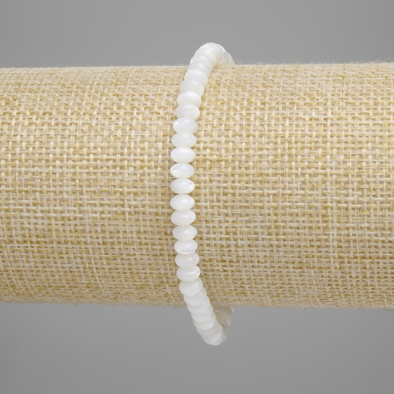 Bracelet Mother-of-Pearl Rondelle, diameter 5×2, 5mm±, length 18cm±, stretch