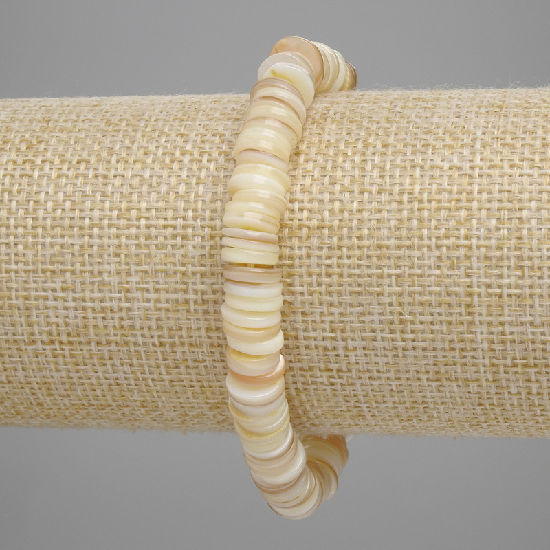Bracelet with Scallop Shells Scarfarka Rondelle, diameter 8×1.5mm, stretch, length 18cm