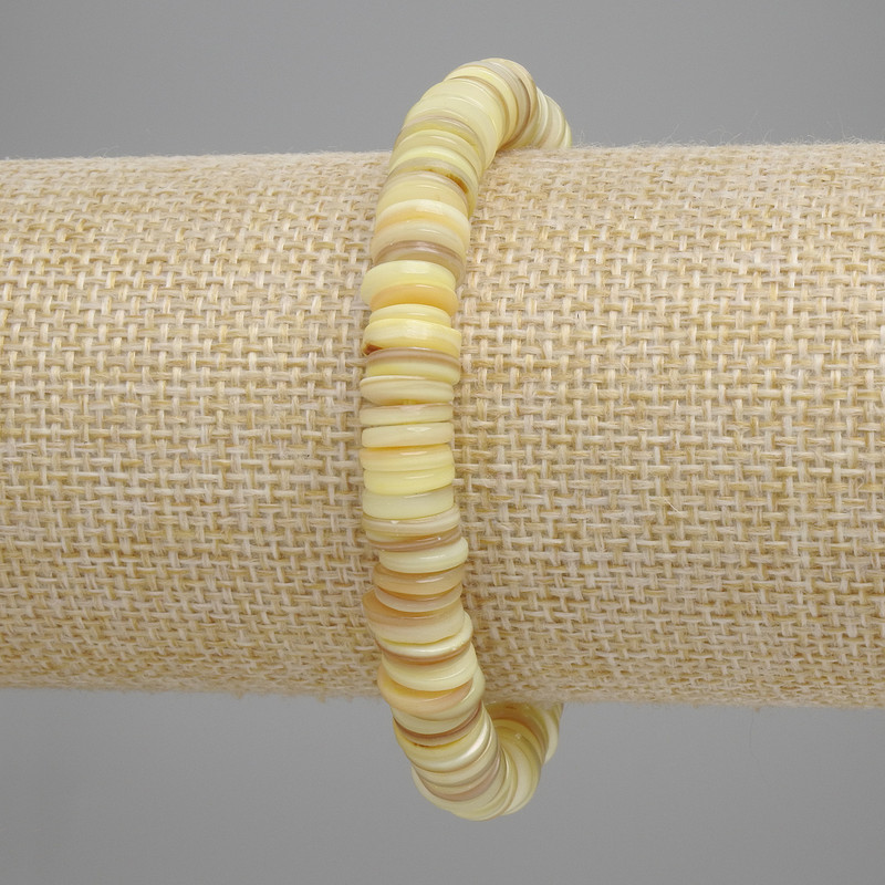 Bracelet with Shell Scarfa Rondelle, diameter 8×1-2 mm±, length 18 cm± stretchy