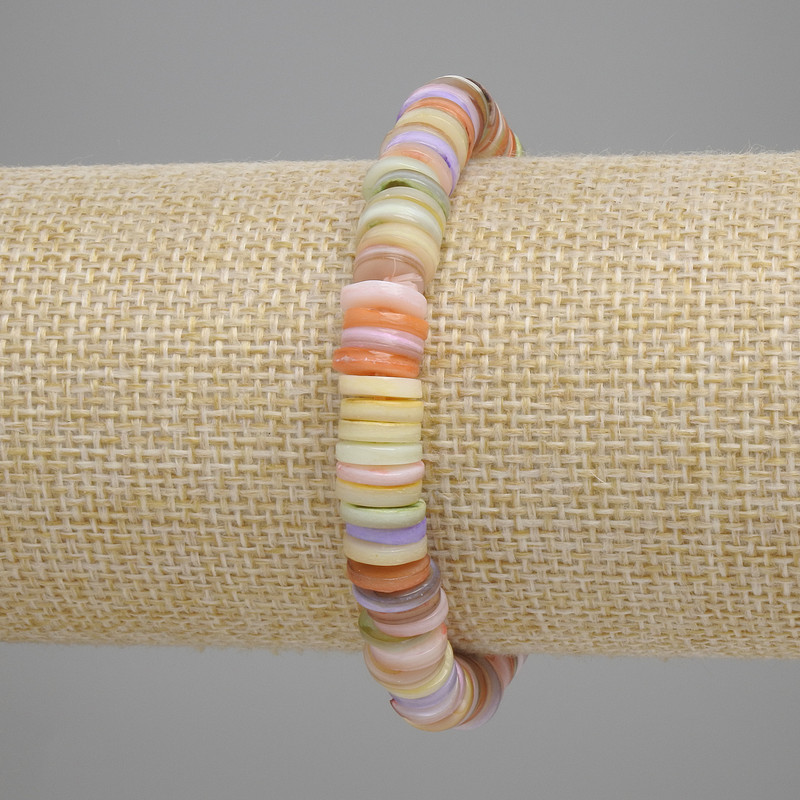 Bracelet with shell Scarface rondelle, diameter 8x1.5-2mm+, length 18cm+-, stretch