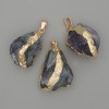 Fluorite Pendant, rough stone ~ 37x18mm±, assorted sizes, gold-tone metal