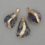 Fluorite Pendant, rough stone ~ 37x18mm±, assorted sizes, gold-tone metal