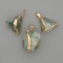 Fluorite Pendant, raw stone ~ 32×18mm ± assorted sizes, golden metal