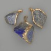 Lapis Lazuli Pendant, rough stone ~ 40×18mm±, assorted sizes, golden metal
