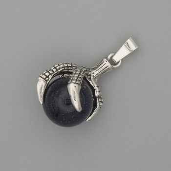 Aventurine Pendant Night of Cairo Paw with Bead 18x37mm± Silver Metal