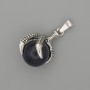 Aventurine Pendant Night of Cairo Paw with Bead 18x37mm± Silver Metal