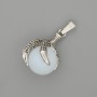 Pendant Moonstone Paw with Sphere 18x37mm± Silver Metal