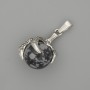 Pendant Snowy Obsidian Paw with Ball 18×37mm+- Silver Metal